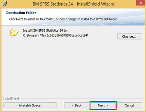 Image showing to display next button to install the software to its default location